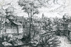 Ponte vicino a un mulino ad acqua, 1553 da Hanns Sebald Lautensack